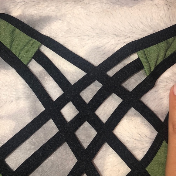 Army Green Sports Bra - Picture 2 of 3